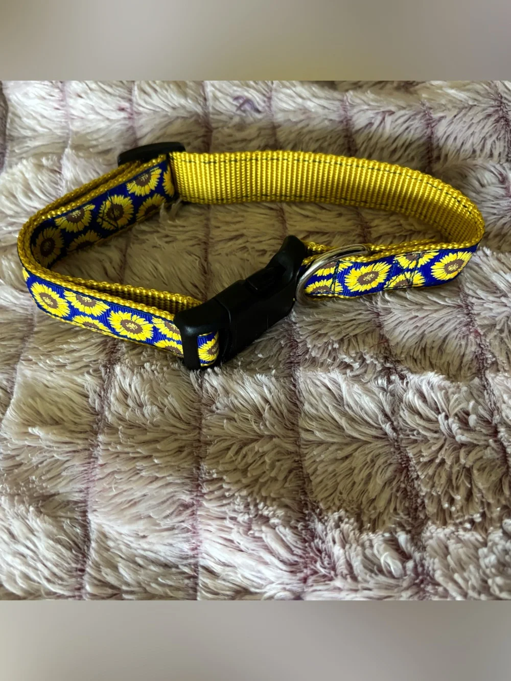 Navy & Yellow Sparkling Sunflower Dog Collar Size Large